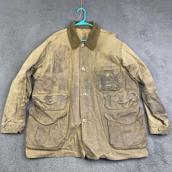 Vintage CC Filson Style 462 Tin Cloth Waxed Jacket Coat Hunting Size XL USA - Picture 1 of 11